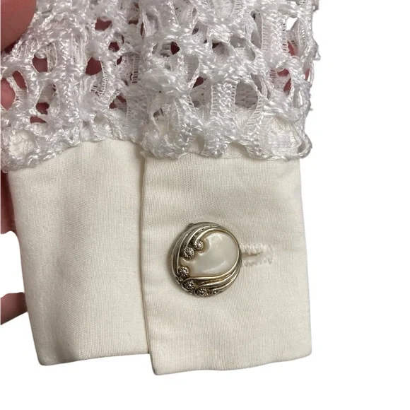 Vintage Western Fringed Crop Top, Lace, White, Women’s, Rodeo, Festival, Small - Picture 4 of 11